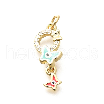 Brass Micro Pave Cubic Zirconia with Enamel Pendants KK-G519-13G-02-1