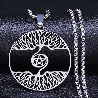 304 Stainless Steel Pendant Necklaces NJEW-C042-07P-1