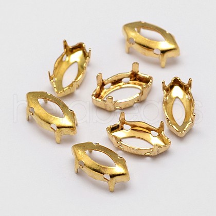 Horse Eye Brass Sew on Prong Settings KK-N0084-A03-7x15G-1