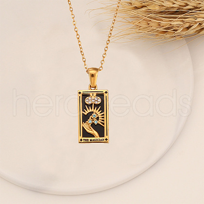 Stainless Steel Enamel Tarot Pendant Necklaces FS-WG91854-01-1