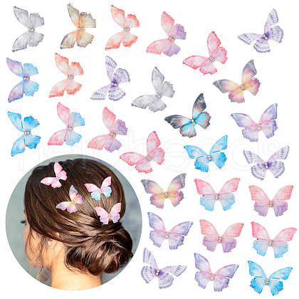 CRASPIRE 24Pcs 12 Colors Cloth Butterfly Alligator Hair Clip FIND-CP0002-47-1