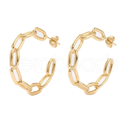 Semicircular Brass Half Hoop Earrings EJEW-J101-06G-1