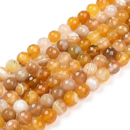 Natural Striped Agate/Banded Agate Beads Strands G-H1593-8mm-01-1