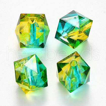 Two Tone Transparent Spray Painted Acrylic Beads X-ACRP-T005-26P-1