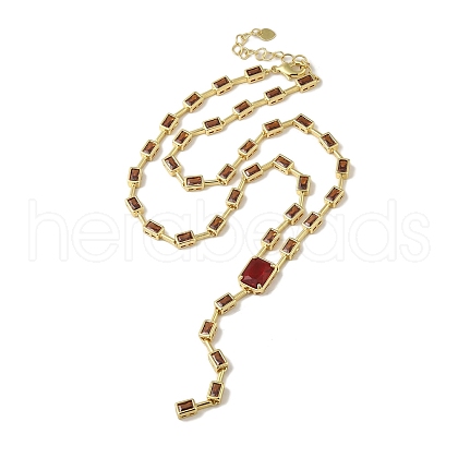 Rack Plating Brass Micro Pave Cubic Zirconia Necklaces NJEW-P308-01G-01-1