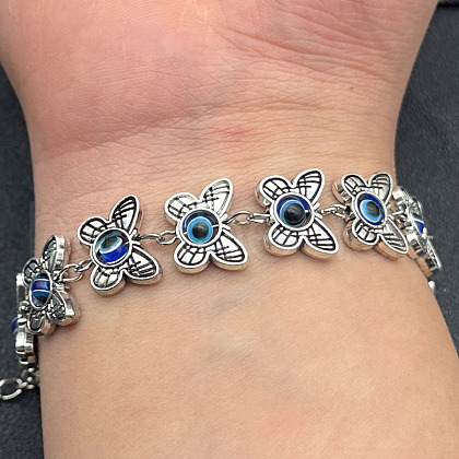 Butterfly with Evil Eye Alloy  Link Bracelets  for Women HB2077-1-1