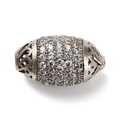 Brass Micro Pave Cubic Zirconia Beads KK-L229-022P-1