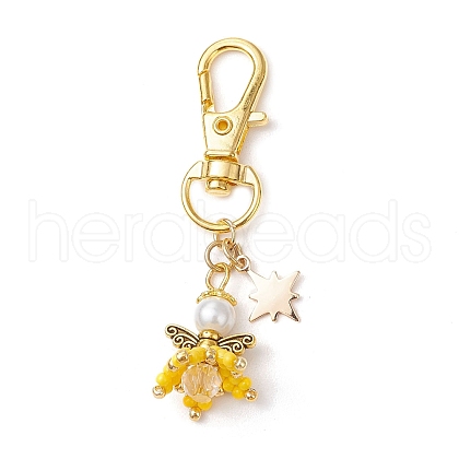 Angel Glass Seed Beaded Pendant Decorations HJEW-MZ00166-01-1