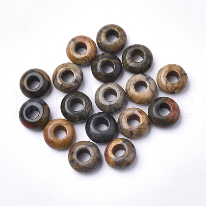 Natural Polychrome Jasper/Picasso Stone/Picasso Jasper European Large Hole Beads G-Q442-11-1