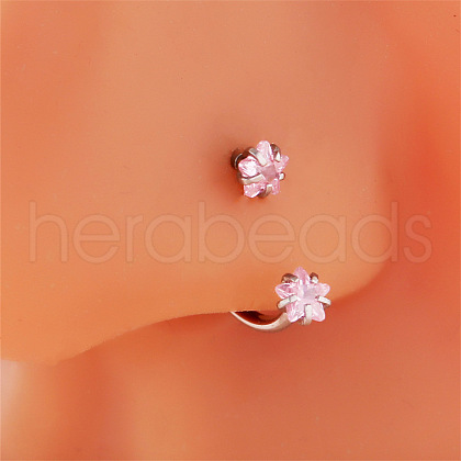 Double Star 304 stainless Steel Rhinestones Circular/Horseshoe Barbell Nose Rings FS-WG1E738-02-1