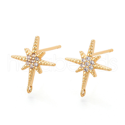 Brass Micro Pave Cubic Zirconia Stud Earring Findings KK-N263-23G-1