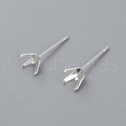 304 Stainless Steel Prong Earring Settings X-STAS-O098-06S-03-1
