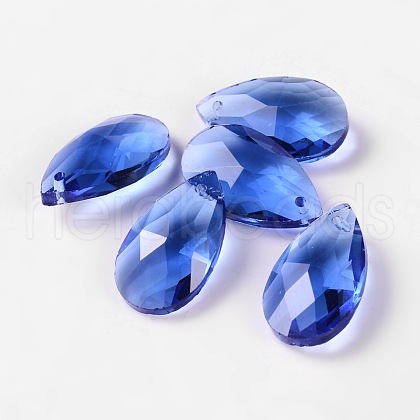 Faceted Teardrop Glass Pendants X-GLAA-O008-B17-1