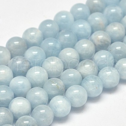 Round Natural Aquamarine Bead Strands G-F289-01-7mm-1