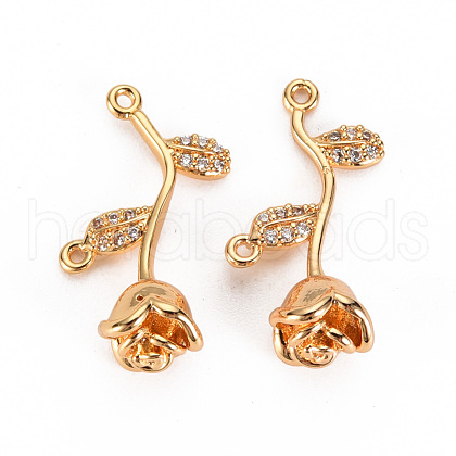 Brass Micro Pave Clear Cubic Zirconia Links Connectors KK-S360-123-NF-1