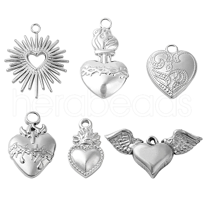 SUNNYCLUE 24Pcs 6 Style 304 Stainless Steel Pendants STAS-SC0006-19P-1