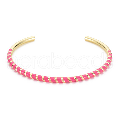 Twisted Brass Enamel Cuff Bangle BJEW-T020-02D-NF-1