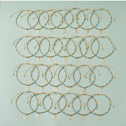 26Pcs 26 Style 201 Stainless Steel Initial Letter A~Z Charm Bracelets Set BJEW-MZ00108-1