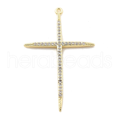 Brass Micro Pave Clear Cubic Zirconia Pendants KK-L228-01G-03-1