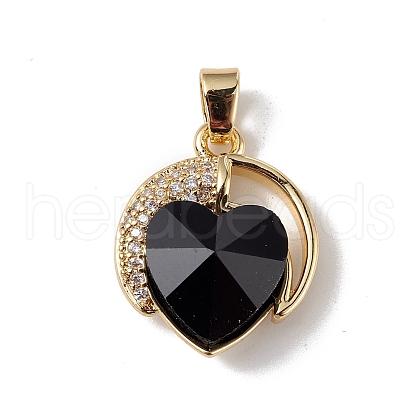 Real 18K Gold Plated Rack Plating Brass Micro Pave Clear Cubic Zirconia Pendants KK-C015-20G-09-1