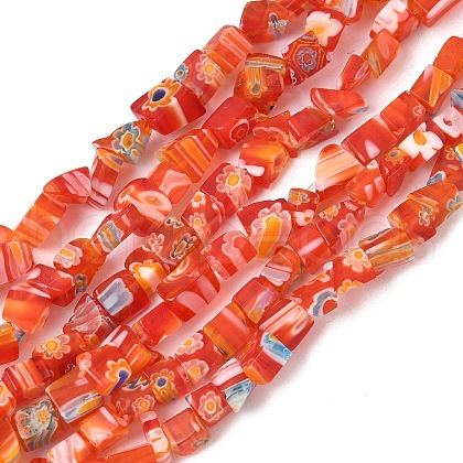 Handmade Millefiori Lampwork Beads Strands LAMP-P070-02A-02-1