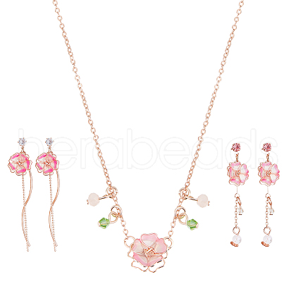 ANATTASOUL Sakura Jewelry Set SJEW-AN0001-58-1