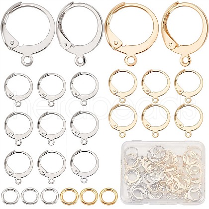 CREATCABIN 60Pcs 2 Color 304 Stainless Steel Leverback Earring Findings DIY-CN0002-52-1