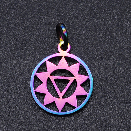 Chakra Theme Ion Plating(IP) 201 Stainless Steel Charms STAS-T054-JN403Q-3-1