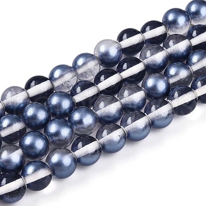 Baking Painted Transparent Glass Beads Strands DGLA-N011-8mm-08-1