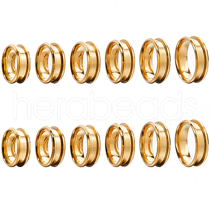 SUNNYCLUE 12Pcs 6 Size 304 Stainless Steel Grooved Finger Ring Settings RJEW-SC0001-02-1
