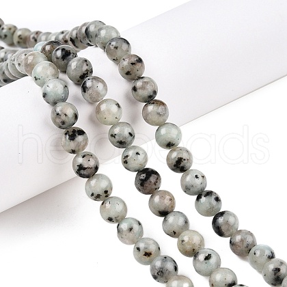 Natural Sesame Jasper/Kiwi Jasper Bead Strands G-R345-8mm-36-1