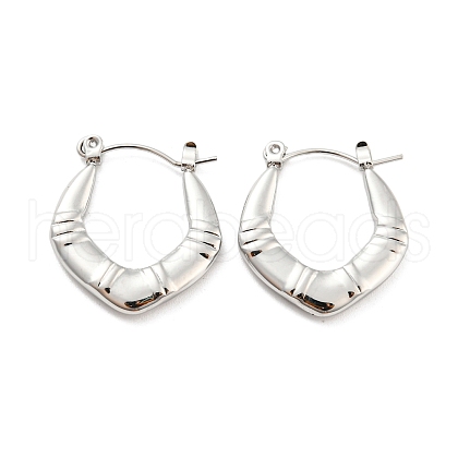 Non-Tarnish Chunky Rhombus 304 Stainless Steel Hoop Earrings for Women EJEW-C067-02P-1