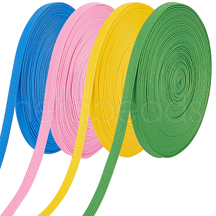AHADERMAKER 80 Yards 4 Colors Polyester Hollow Ribbon OCOR-GA0001-75B-1