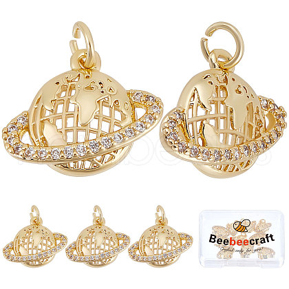 Beebeecraft 10Pcs Brass Micro Pave Clear Cubic Zirconia Charms KK-BBC0003-18-1