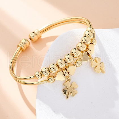 Brass Cuff Charm Bangles BJEW-U025-05G-1