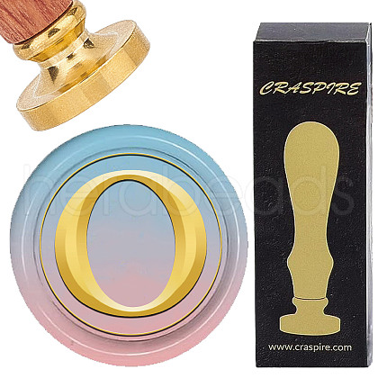 Brass Wax Seal Stamp with Wood Handle AJEW-WH0412-0310-1