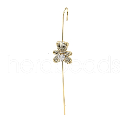 Brass Crystal Rhinestone Ear Wrap Crawler Hook Earrings for Women EJEW-C097-02G-02-1
