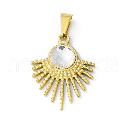 PVD Vacuum Plating 304 Stainless Steel Crystal Rhinestone Sun Pendant STAS-A062-11G-1