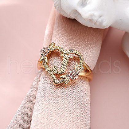 Heart with Flower Hollow Out Brass Finger Rings FS-WG99C3E-43-1