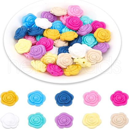 CHGCRAFT 40Pcs 10 Colors Food Grade Eco-Friendly Silicone Focal Beads SIL-CA0001-46-1