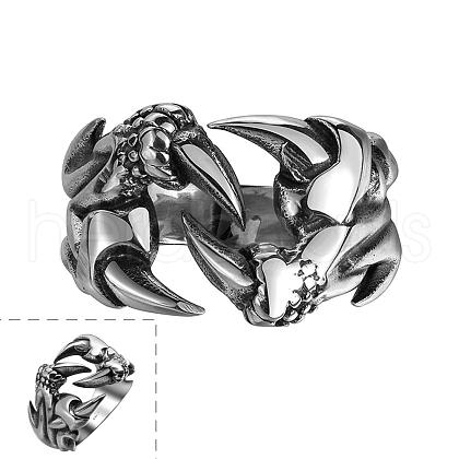 Punk Rock Style 316L Surgical Stainless Steel Hollow Claw Wide Band Rings for Men RJEW-BB06736-10-1