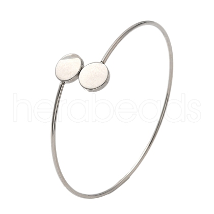 304 Stainless Steel Cuff Blank Bangle Bases with Round Tray STAS-Z088-03D-P-1