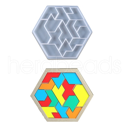 Hexagon Tangram Puzzle Silicone Molds DIY-I046-09-1