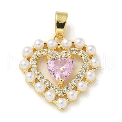 Brass Micro Pave Cubic Zirconia Pendants KK-U046-10G-02-1