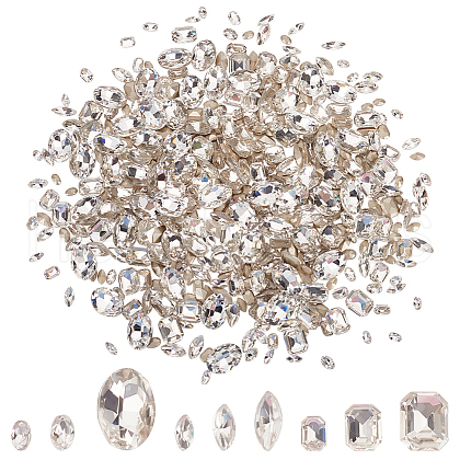 HOBBIESAY 450Pcs 9 Style Glass Rhinestone Cabochons GGLA-HY0001-04-1