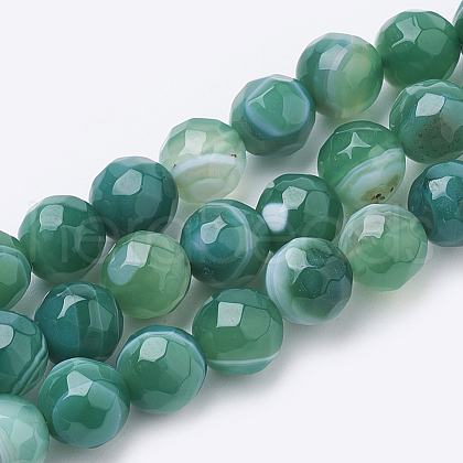 Natural Striped Agate/Banded Agate Beads Strands G-S281-51A-6mm-1