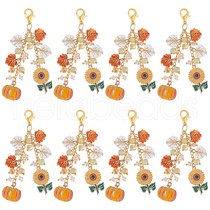 SUNNYCLUE 8Pcs Thanksgiving Day Alloy & Acrylic Pendant Decorations HJEW-SC0001-76D-1