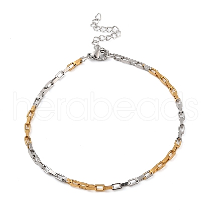 Stainless Steel Rectangle Link Chain Bracelets for Women Men BJEW-M319-01A-GP-1