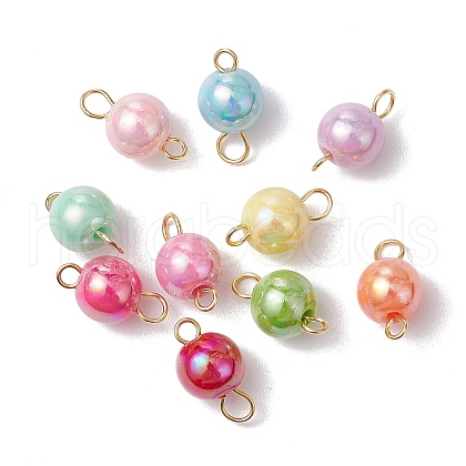 AB Color Plated Opaque Acrylic Round Connector Charms PALLOY-JF03543-01-1