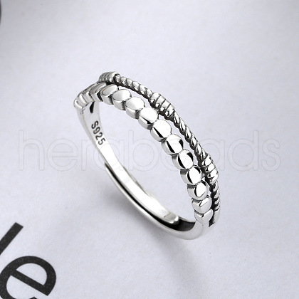 Flat Round 925 Sterling Silver Adjustable Finger Rings FS-WG1E7A6-01-1